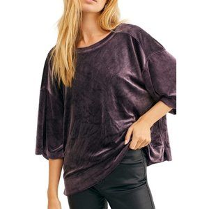 Free People Women's Valerie Velour Top Navy Size XS NWT